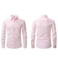 thumbnail image 1 of VgaVtl Dress Shirts Mens Shirts Long Sleeve Turn Down Collar Button up Mens Shirts Stretch Pink Office Solid Color Slim Shirts, 1 of 5