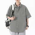 thumbnail image 1 of VgaVtl Elbow-Length Collared Shirt Men Summer Oversized Button Breathable Casual Everyday Clothes for Men, 1 of 5