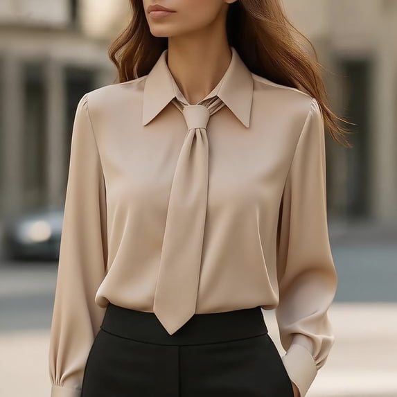 VgaVtl Fall Winter Shirts for Women Long Sleeve Collared Plus Size Tops for Women Office Yellow Loose Dressy Solid Fancy Shirts,S