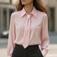 thumbnail image 1 of VgaVtl Fall Winter Women's Shirts Collared Long Sleeve Womens Tops Loose Fancy Dressy Office Solid Pink Shirts,XL, 1 of 3