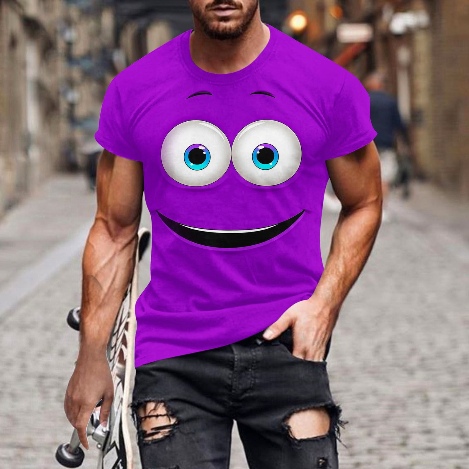 VgaVtl Funny T Shirts for Men Short Sleeve Summer Mens Tops Purple ...