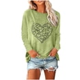 thumbnail image 1 of VgaVtl Graphic T-Shirt Women Valentines Day Long Sleeve Womens Tops Plus Size Casual Funny for Gifts Green Loose Tops, 1 of 5