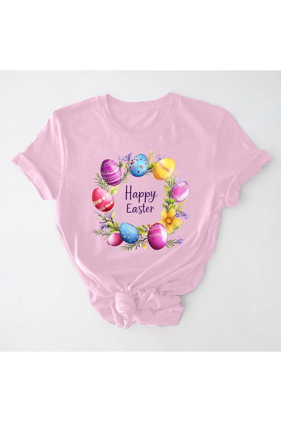 Graphic Womens Plus Tees Easter Short Sleeve Women's Plus Size Tops Party Casual Relaxed Fit Workout Soft Tops,Pink 3XL