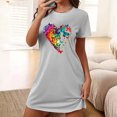 thumbnail image 1 of VgaVtl Gray Womens Sleep Shirts Under $10.00 Short Short Sleeve Women's Nightgowns Plus Print Sleepwear, 1 of 5