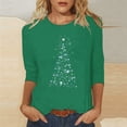 thumbnail image 1 of VgaVtl Green Christmas Shirts for Women Graphic Tunic 3/4 Sleeve Women Plus Size Tops Casual Relaxed Fit Soft Breathable Tops, 1 of 5