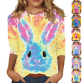 thumbnail image 1 of VgaVtl Holiday Womens Easter Shirt 3/4 Sleeve Tie Dye Clothes Women Festivals Loose Casual Pullover Tops, 1 of 6