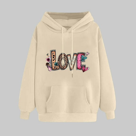 VgaVtl Hoodies for Women Valentines Long Sleeve Winter Women Sweatshirts Love Print Pullover Holiday Loose Workout Tops