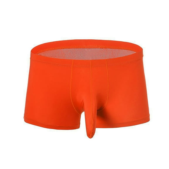 VgaVtl Ice Silk Boxers Men Big Mens Plus Size Underwear Plain Boxer Briefs Seamless Homewear Underpants,Orange XL