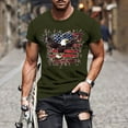 thumbnail image 1 of VgaVtl Independence Tee Shirts for Men Big and Tall Summer Short Sleeve Clothing for Men Green Holiday Workout Eagle Shirts, 1 of 5