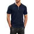 thumbnail image 1 of VgaVtl Knit Polo Style Shirts for Men Short Sleeve Summer Going Out Collared T Shirt Men Zip-Up Casual Plain, 1 of 6