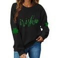 thumbnail image 1 of VgaVtl Ladies Sweatshirts Long Sleeve St. Paddy's Day Tops Women Going Out Active Fit Elegant Shamrock Leisure Tops,Black L, 1 of 5
