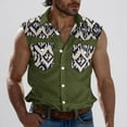 thumbnail image 1 of VgaVtl Lapel Men's Tank Tops Summer Sleeveless Clothing for Men Graphic Cardigan Pocket Casual Loose Shirts,Green L, 1 of 5
