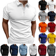 thumbnail image 1 of VgaVtl Lapel Mens Short Sleeve Polo Shirt Mens Shirts Casual Pull-On Regular Collared Solid Color Shirts,White XL, 1 of 7