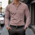 thumbnail image 1 of VgaVtl Long Sleeve Men Shirt Dress Shirts Checkered Turn Down Collar Mens Shirts Loose Button up Red Business Casual Dressy Shirts, 1 of 9