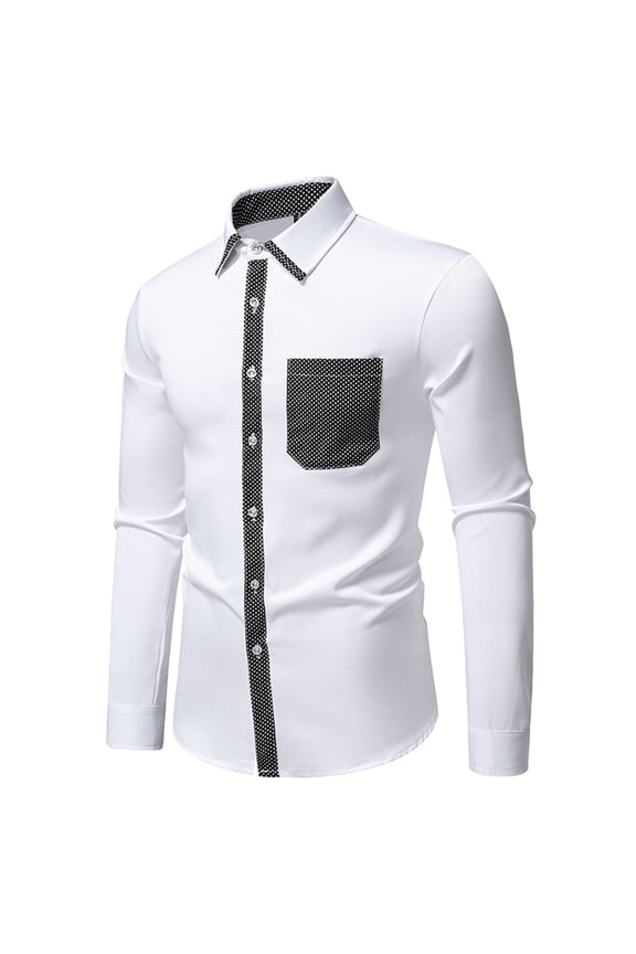 Long Sleeve Men Shirts Dress Shirts Collared Cotton Tops for Men Plain Button down Slim White Business Dressy Shirts