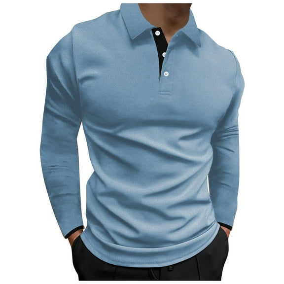 VgaVtl Long Sleeve Mens Collared Shirts Mens Shirts Big and Tall Blue Button Plain Shirts,S