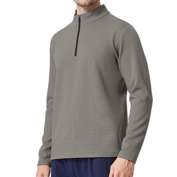 VgaVtl Long Sleeve Mens Shirt Turtleneck Fall Winter T Shirts for Men Casual Plain Regular Workout Going Out Half Zipper Shirts,XL