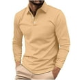 thumbnail image 1 of VgaVtl Long Sleeve Polo Shirts for Men Fall Mens Shirts Yellow Relaxed Fit Button Solid Collared Shirts, 1 of 5