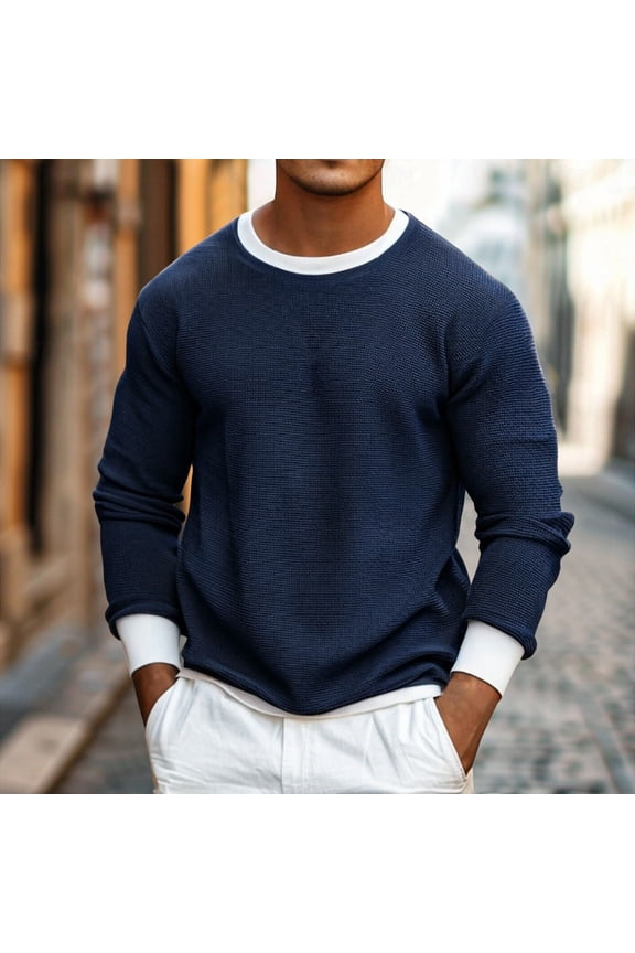 Long Sleeve Shirt Men Fall Winter Big and Tall Mens Clothes Casual Blue Plain Loose Soft Basic Shirts,3XL