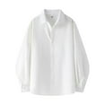 thumbnail image 1 of VgaVtl Long Sleeve Shirts for Men Big and Tall Collared Tops for Men Casual Loose Plain Business White Soft Shirts,L, 1 of 2