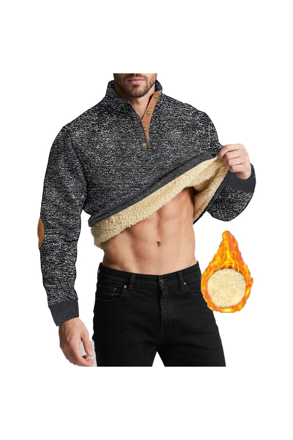 Long Sleeve Shirts for Men Fuzzy Turtleneck Mens T Shirts Gray Plain Warm Thick Loose Casual Shirts,M