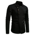 thumbnail image 1 of VgaVtl Long Sleeve Shirts for Men Turn Down Collar Cotton Mens Tops Casual Work Button Lapel Black Slim Plain Shirts,XL, 1 of 8