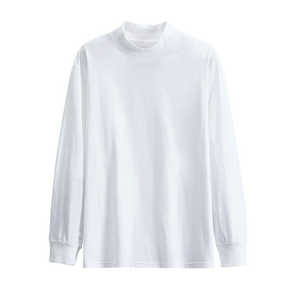 VgaVtl Long Sleeve Shirts for Men Turtleneck Cotton Mens T Shirts White Loose Basic Undershirts Plain Leisure Soft Shirts,3XL
