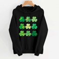 thumbnail image 1 of VgaVtl Long Sleeve Sweatshirts Women St Pattys Day Hooded Womens Plus Size Tops Daily Lightweight Shamrock Loose Tops,Black S, 1 of 5