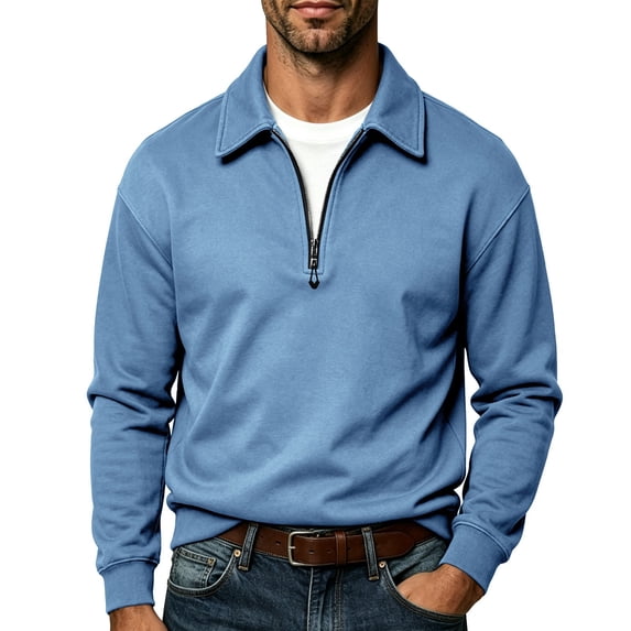 VgaVtl Long Sleeve Sweatshirts for Men Big and Tall Fall Winter Cotton Half Zipper Pullover Mens Clothes Shirts Office