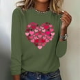 thumbnail image 1 of VgaVtl Long Sleeve T-Shirt Women Valentines Day Womens Tops Loose Heart Print Green Pullover Holiday Casual Tops, 1 of 4