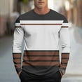 thumbnail image 1 of VgaVtl Long Sleeve T-Shirt for Men Fall Winter Big and Tall Clothes for Men Shirts Color Block Casual Basic Fitness Brown Shirts,S, 1 of 5