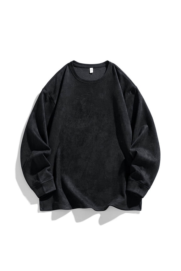 Long Sleeve T-Shirts for Men Big and Tall Fall Winter Mens Clothes Loose Gym Casual Layering Solid Color Black Shirts,S