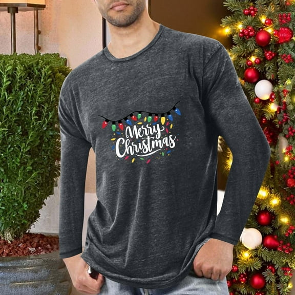 VgaVtl Long Sleeve T-Shirts for Men Christmas Green Mens Tops Loose Vacation Graphic Casual Layering Shirts,XL