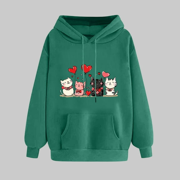 VgaVtl Long Sleeve Womens Hoodies Plus Size Valentines Graphic Womens Sweatshirt Pocket Pullover Loose Festivals Tops