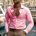thumbnail image 1 of VgaVtl Men Long Sleeve Shirt Collared Muscle Mens Clothes Leisure Solid Color Button down Vintage Pink Loose Shirts,3XL, 1 of 9