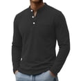 thumbnail image 1 of VgaVtl Men Long Sleeve T Shirts for Men Fall Winter Cotton Button Vintage with Pocket Black Henley Mens Tops Casual, 1 of 8