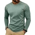 thumbnail image 1 of VgaVtl Men Long Sleeve T Shirts for Men Fall Winter Green Mens Clothes Going Out Basic Solid Pullover Slim Crew Neck Casual, 1 of 8