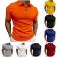 thumbnail image 1 of VgaVtl Men Short Sleeve Polo Shirts Lapel Mens Tops Collared Solid Color Casual Pull-On Regular Shirts,Orange M, 1 of 7