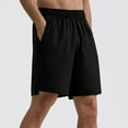 thumbnail image 1 of VgaVtl Men Shorts Sports Mens Shorts Big and Tall Solid Pockets Elastic Waist Casual Regular Shorts,Black XL, 1 of 8