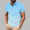 thumbnail image 1 of VgaVtl Men's Polo Shirt Short Sleeve Big and Tall Summer Vacation Button Casual Striped Collared Tops for Men, 1 of 5
