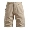 thumbnail image 1 of VgaVtl Men's Shorts Cargo Cotton Plus Size Mens Shorts Sports Pockets Zipper Loose Plain Casual Shorts,Beige XL, 1 of 3