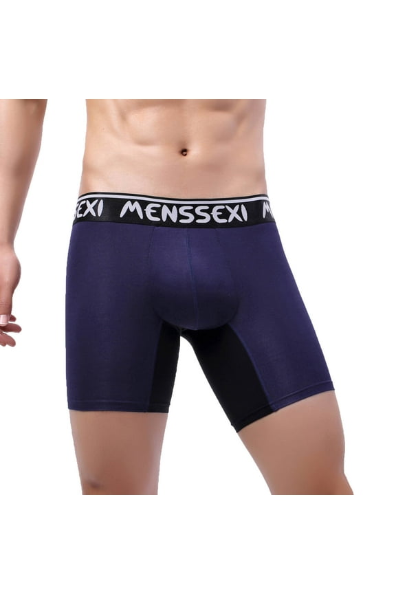 Mens Boxers Athletic Big Underpants for Men Boxer Briefs Elastic Mid Waist Solid Underpants,Blue 5XL
