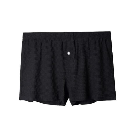 VgaVtl Mens Boxers Big Cotton Underpants for Men Boxer Briefs Breathable Homewear Plain Button Underpants,Black XL