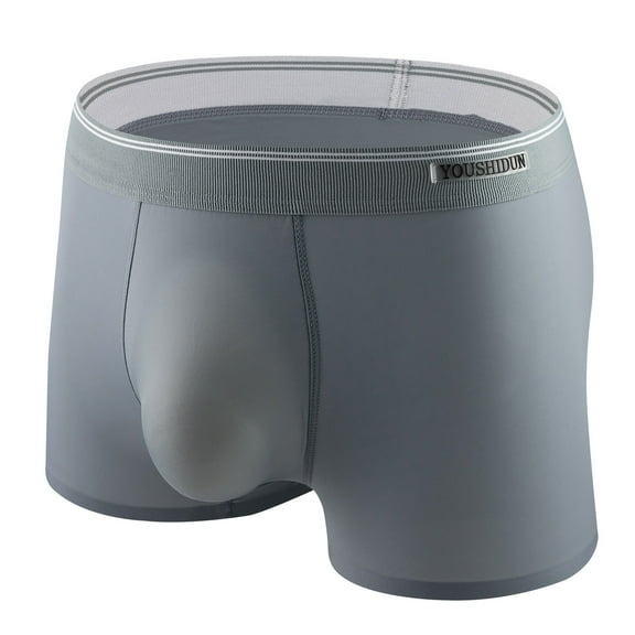 VgaVtl Mens Boxers Silk Big Underwear for Men Plain Seamless Boxer Briefs Breathable Underpants,Gray 3XL
