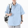 thumbnail image 1 of VgaVtl Mens Collared Shirts Elbow-Length Summer Oversized Everyday Casual Breathable Button Tops for Men, 1 of 5
