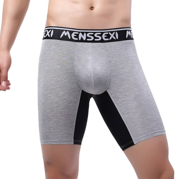 VgaVtl Mens Plus Size Boxers Athletic Underwear Men Boxer Briefs Elastic Mid Waist Solid Underpants,Gray 4XL