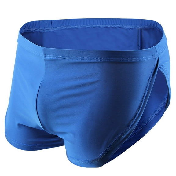 VgaVtl Mens Plus Size Boxers Athletic Underwear Men Boxer Briefs Elastic Solid High Cut Underpants,Blue XL