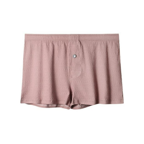 VgaVtl Mens Plus Size Boxers Cotton Plus Size Mens Underwear Plain Homewear Button Breathable Underpants,Pink XL
