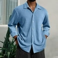 thumbnail image 1 of VgaVtl Mens Shirts Collared Long Sleeve Big and Tall Mens Tops Leisure Blue Button up Soft Solid Color Loose Shirts,L, 1 of 3