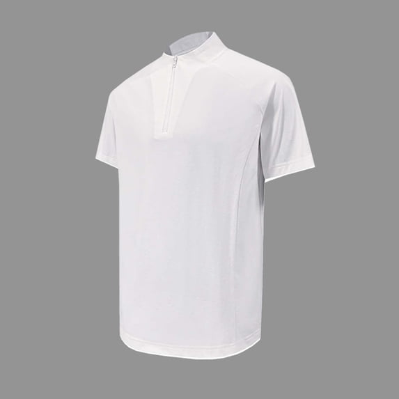 VgaVtl Mens Tee Shirts Polo Short Sleeve Summer Mens Tops Workout Turtleneck Leisure White Zip-Up Slim Solid Color Tops
